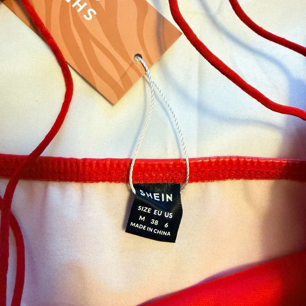 Red High-Shine Faux Leather Slip Dress – Size M (NWT) - Picture 6 of 6